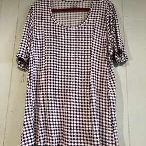 Lane Bryant Purple and White Patterned Tee